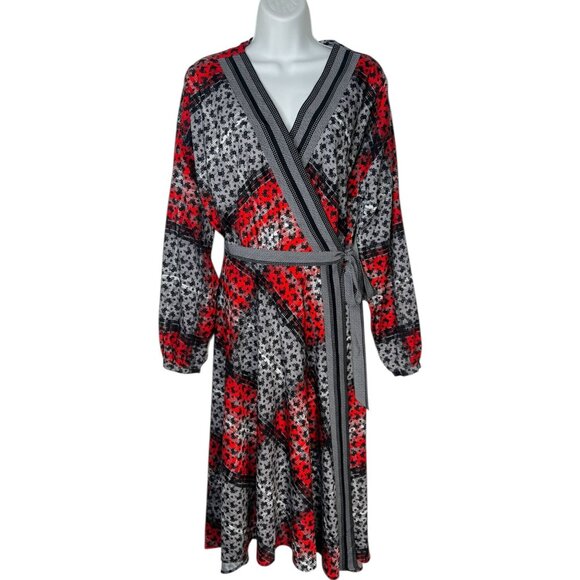Preen Edition Mixed Media Wrap Dress Plaid Floral Red Black US 10 - Picture 2 of 11